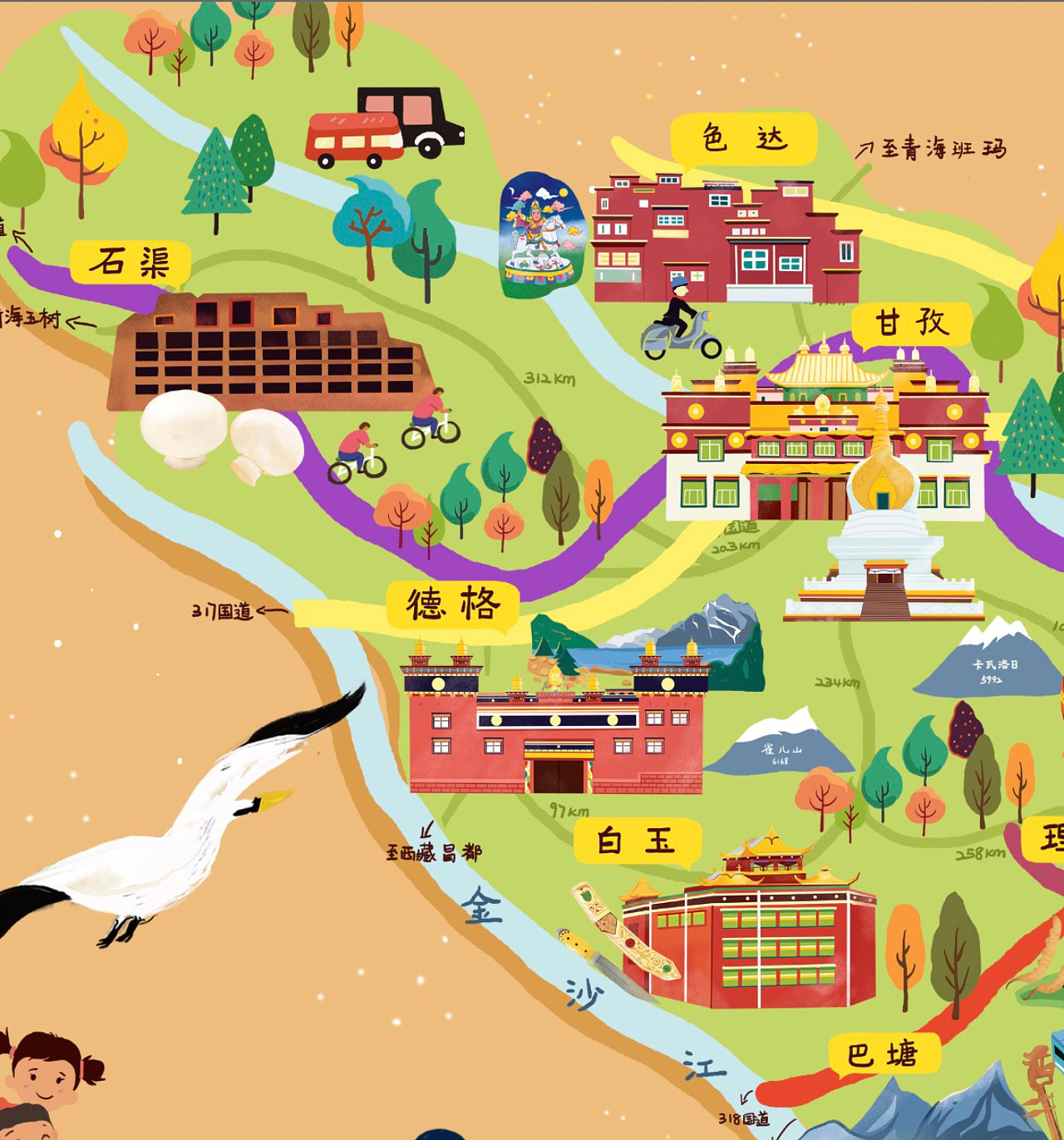 龙马潭手绘地图景区的文化宝库